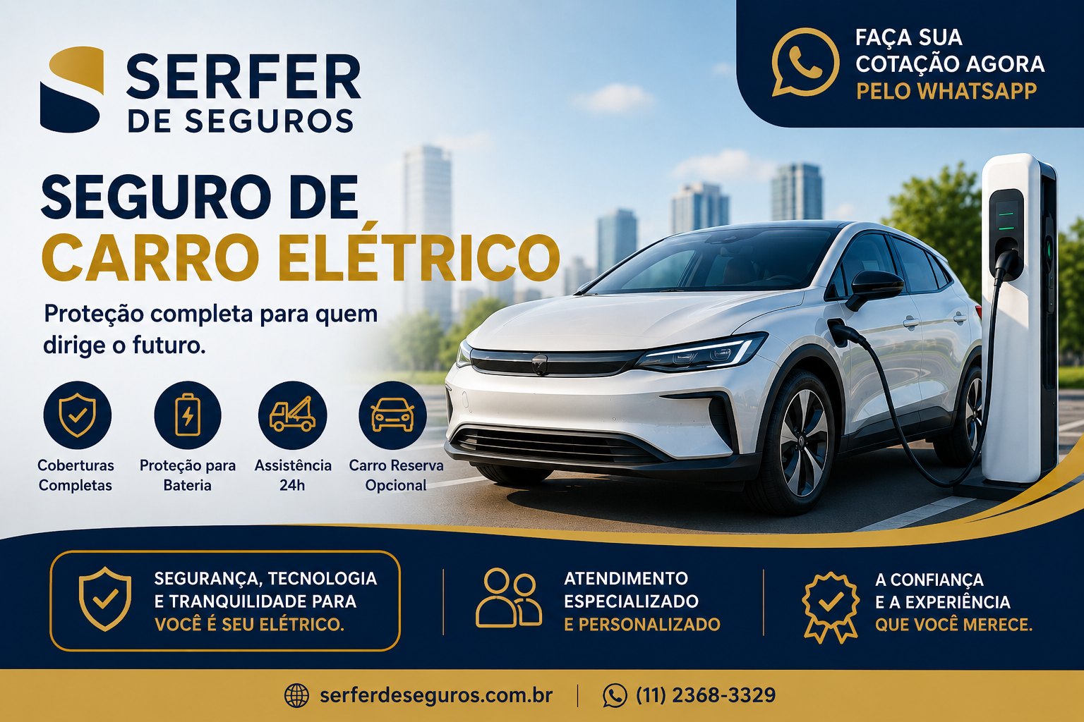 Seguro de carro elétrico com cobertura completa da Serfer de Seguros