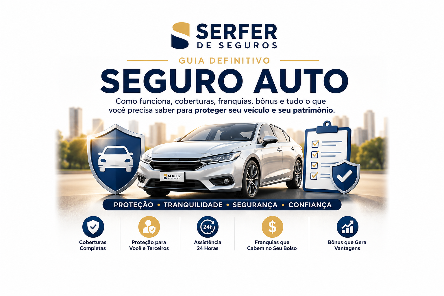 Seguro Auto: guia definitivo da Serfer de Seguros com carro protegido, explicando coberturas, franquias, assistência 24 horas e proteção patrimonial.